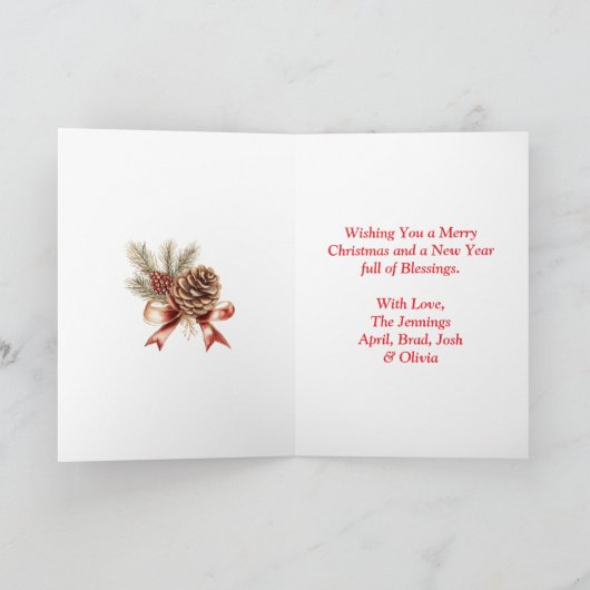 Witte Kerst Paard en Kardinaal Gepersonaliseerd Feestdagen Kaart (Binnen)