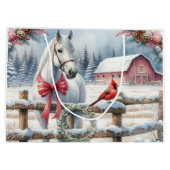 Witte Kerst Paard en Kardinaal Groot Cadeauzakje (Achterkant)