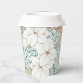 Witte kerst poinsettia | Winter Beach bruiloft Papieren Bekers (Achterkant)