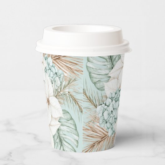 Witte kerst poinsettia | Winter Beach bruiloft Papieren Bekers (Rechts)