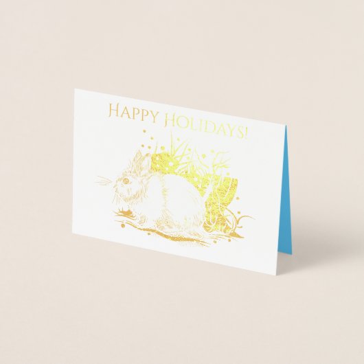 witte kerst Rabbit Hare Folie Kaarten (Voorkant)