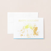 witte kerst Rabbit Hare Folie Kaarten (Voorkant met envelop)