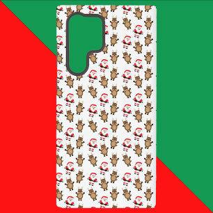 Witte kerst-reindeerpatroon van Kerstman Samsung Galaxy Hoesje