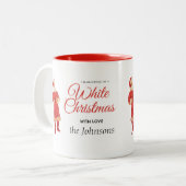 witte kerst retro van santa tweekleurige koffiemok (Voorkant links)