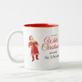 witte kerst retro van santa tweekleurige koffiemok (Links)