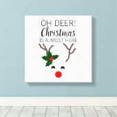 Witte Kerst Rode neus rendier Grappig citaat Canvas Afdruk (Insitu (Houten vloer))