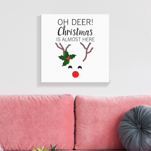 Witte Kerst Rode neus rendier Grappig citaat Canvas Afdruk (Insitu (Woonkamer))