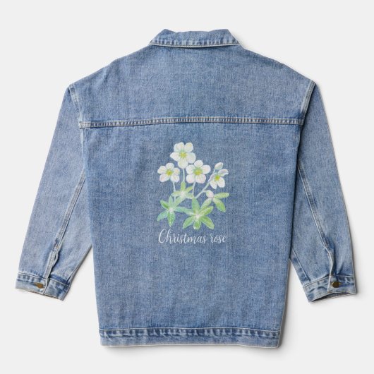 Witte Kerst roos, Helleborus gepersonaliseerd Denim Jacket (Achterkant)