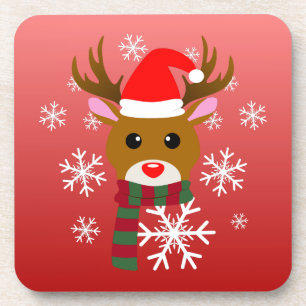 Witte Kerst Rudolph de Rood Neus Rendier Bier Onderzetter