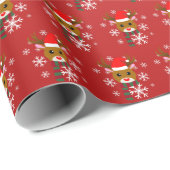 Witte Kerst Rudolph de Rood Neus Rendier Cadeaupapier (Rol Hoek)