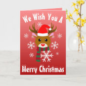 Witte Kerst Rudolph de Rood Neus Rendier Kaart (Gele Bloem)