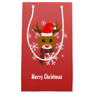 Witte Kerst Rudolph de Rood Neus Rendier Klein Cadeauzakje