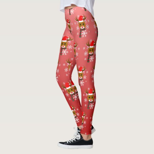 Witte Kerst Rudolph de Rood Neus Rendier Leggings (Links)