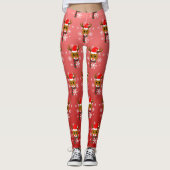 Witte Kerst Rudolph de Rood Neus Rendier Leggings (Voorkant)