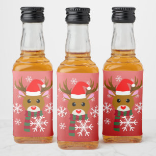 Witte Kerst Rudolph de Rood Neus Rendier Likeurfles Etiket