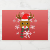 Witte Kerst Rudolph de Rood Neus Rendier Likeurfles Etiket (Enkel label)