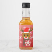 Witte Kerst Rudolph de Rood Neus Rendier Likeurfles Etiket (Voorkant)