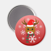 Witte Kerst Rudolph de Rood Neus Rendier Magneet (Voorkant / Achterkant)