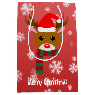 Witte Kerst Rudolph de Rood Neus Rendier Medium Cadeauzakje