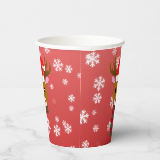 Witte Kerst Rudolph de Rood Neus Rendier Papieren Bekers (Rechts)