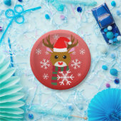 Witte Kerst Rudolph de Rood Neus Rendier Papieren Bordje (Feest)