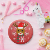 Witte Kerst Rudolph de Rood Neus Rendier Papieren Bordje (Feest)