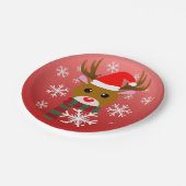 Witte Kerst Rudolph de Rood Neus Rendier Papieren Bordje (Gekanteld)