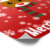 Witte Kerst Rudolph de Rood Neus Rendier Poster (Hoek)