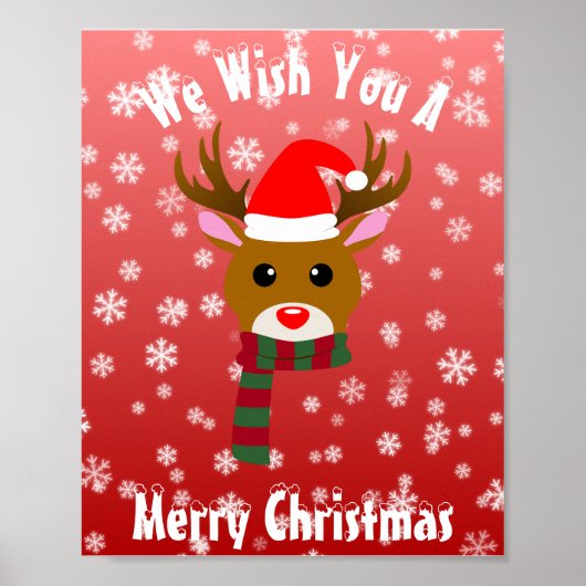 Witte Kerst Rudolph de Rood Neus Rendier Poster (Voorkant)