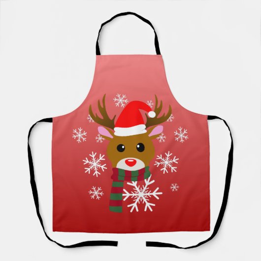 Witte Kerst Rudolph de Rood Neus Rendier Schort (Voorkant)