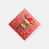 Witte Kerst Rudolph de Rood Neus Rendier Servet (Hoek)
