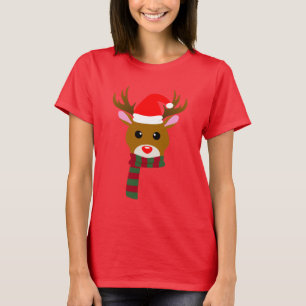 Witte Kerst Rudolph de Rood Neus Rendier T-shirt