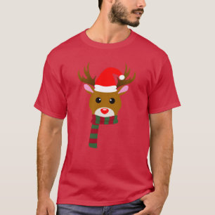 Witte Kerst Rudolph de Rood Neus Rendier T-shirt