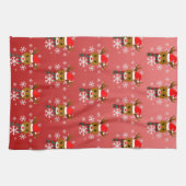 Witte Kerst Rudolph de Rood Neus Rendier Theedoek (Horizontaal)