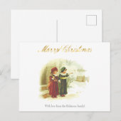  witte kerst scène met twee zussen briefkaart (Voorkant / Achterkant)