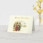  witte kerst scène met twee zussen kaart (Gele Bloem)