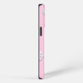 Witte kerst sneeuwvlokken decoratie op roze iPhone hoesje (Rechterkant)