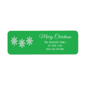 Witte kerst sneeuwvlokken Vrolijk kerstgroen Etiket (Voorkant)