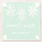 Witte kerst sneeuwvlokken Vrolijk kerstgroen Glazen Onderzetter (Achterkant)