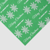 Witte kerst sneeuwvlokken Vrolijk kerstgroen Tissuepapier (Detail)