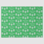 Witte kerst sneeuwvlokken Vrolijk kerstgroen Tissuepapier (Voorkant)