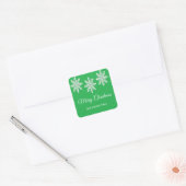 Witte kerst sneeuwvlokken Vrolijk kerstgroen Vierkante Sticker (Envelop)