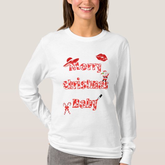 Witte Kerst T-shirt met lange mouwen voor vrouwen (Voorkant)
