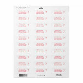 Witte Kerst Terug Adres Etiket met Suikerstok (Full Sheet)