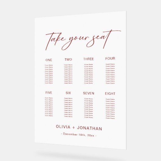 Witte Kerst Trouwen Zitting Grafiek 8 Tafels Acryl Bord (Hoek)