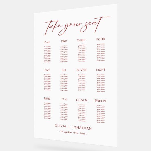 Witte Kerst Trouwstoel Grafiek Acryl Teken Acryl Bord (Hoek)