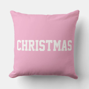 Witte KERST Vette Tekst Op Licht Roze Kussen