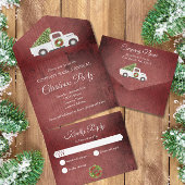 Witte Kerst Vrachtwagen Rood Hout Company Party All In One Uitnodiging