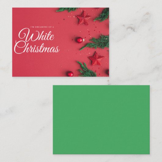 Witte kerst wenskaart notitiekaartje (Voorkant / Achterkant)