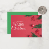 Witte kerst wenskaart notitiekaartje (Voorkant / Achterkant in situ)
